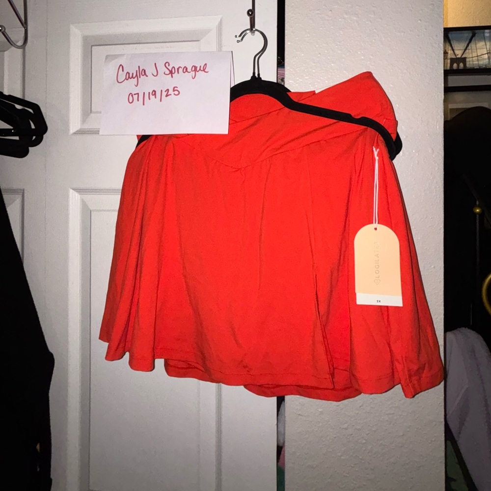 Blogilates Women's Criss Cross Slit High-Rise Skort - Coral Red 2X